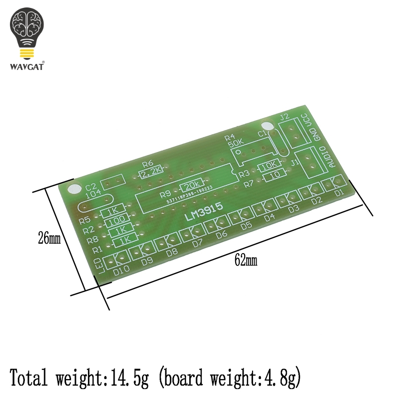 LM3915 DC 9V-12V 10 LED Sound  - Diy Audio Electronics Kit 评论和价格