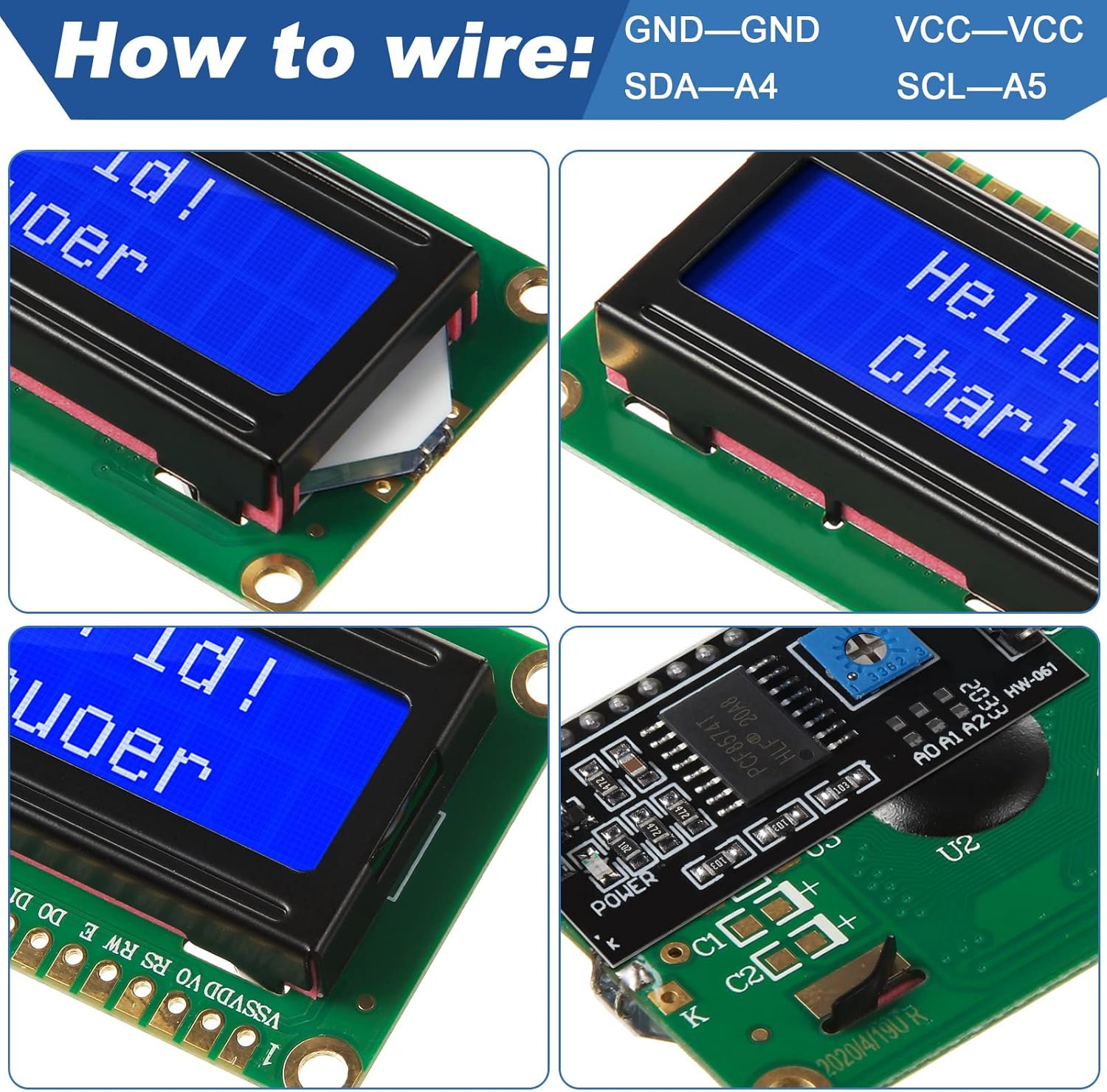 1Set 1602 LCD 20*4 Blue Screen - I2C Lcd Display 评论和价格